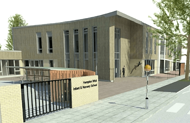 Architectural drawing of Hampton Wick School building,